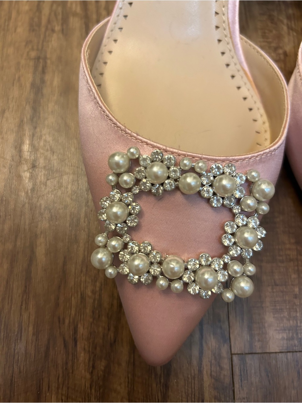 Adrienne Vittadini Pink Pearl-Buckle Slingback Pumps - Picture 3 of 7